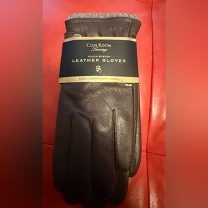 Club Room Men's Brown Leather Gloves with cashmere lining size Small